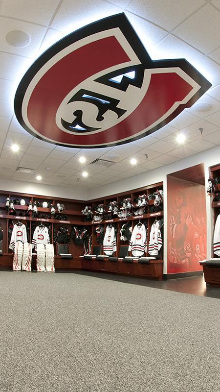 Men's hockey locker room